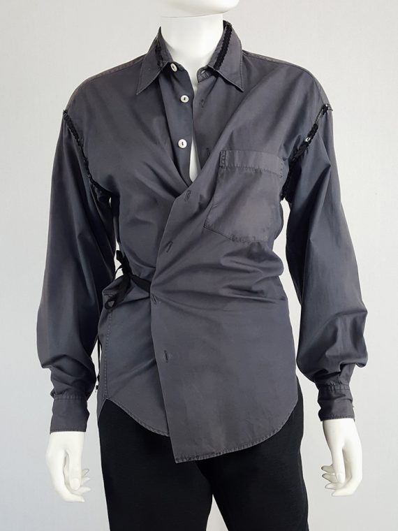 vintage Maison Martin Margiela artisanal grey sequinned wrap shirt 124737(0)