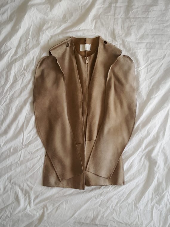 vintage Maison Martin Margiela beige leather flat jacket spring 1998