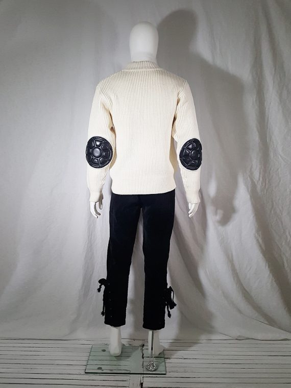 vintage 80s Issey Miyake white jumper with black shoulder and elbow panels140514