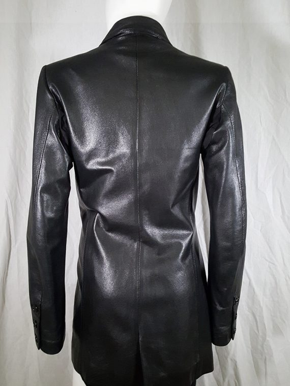 vintage Ann Demeulemeester black leather asymmetric coat fall 1998 133611