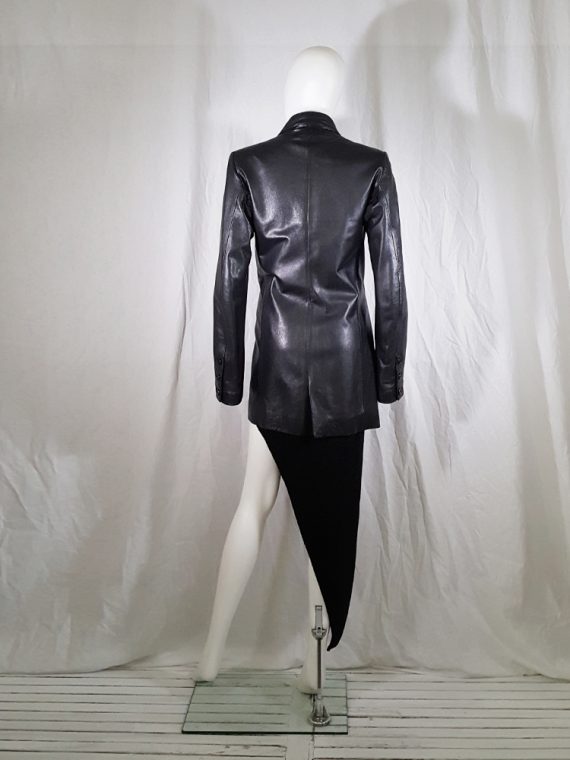 vintage Ann Demeulemeester black leather asymmetric coat fall 1998 133715