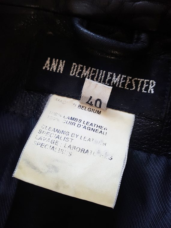 vintage Ann Demeulemeester black leather asymmetric coat fall 1998 175729