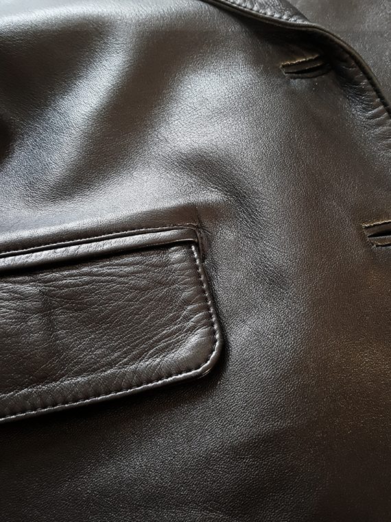 vintage Ann Demeulemeester black leather asymmetric coat fall 1998 175743