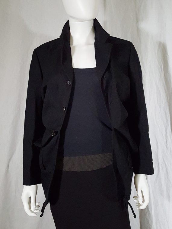 vintage Comme des Garcons black blazer with gathered waist fall 1990 144134