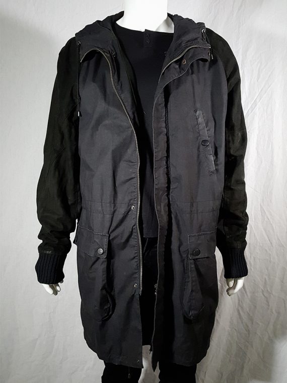 vintage Silent by Damir Doma black parka with leather sleeves 154350