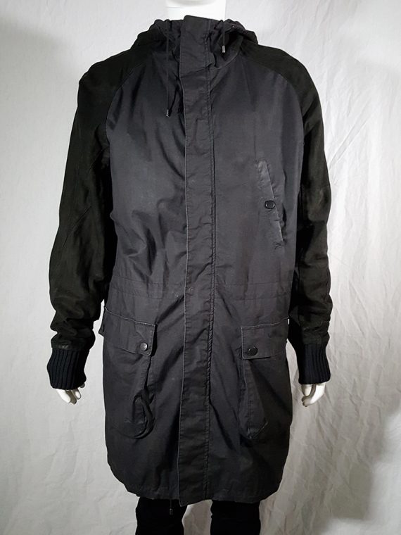 vintage Silent by Damir Doma black parka with leather sleeves 154450