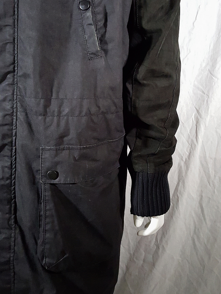 Silent by Damir Doma black parka with leather sleeves - V A N II T A S