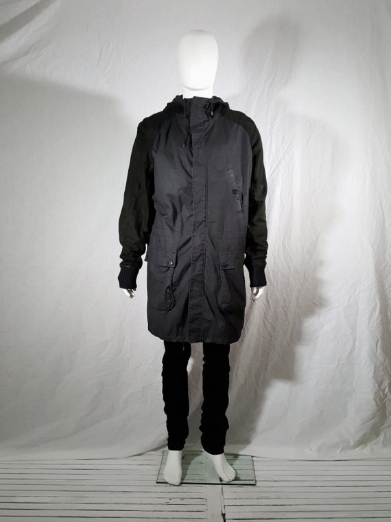 vintage Silent by Damir Doma black parka with leather sleeves 154528