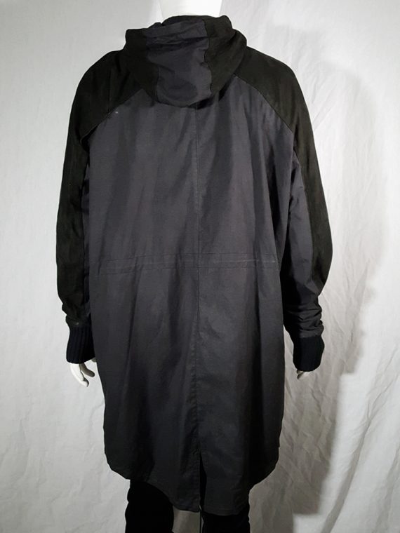 vintage Silent by Damir Doma black parka with leather sleeves 154752