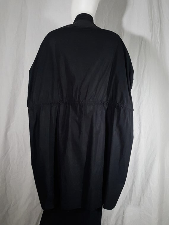 Rick Owens NASKA black gathered coat with leather sleeves runway spring 2012 155733(0)