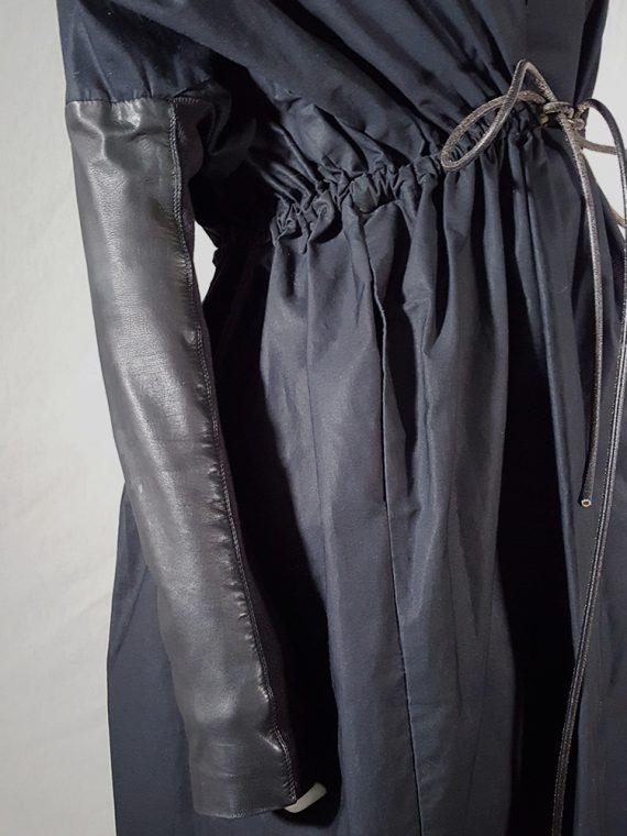 vintage Rick Owens NASKA black gathered coat with leather sleeves runway spring 2012 163508