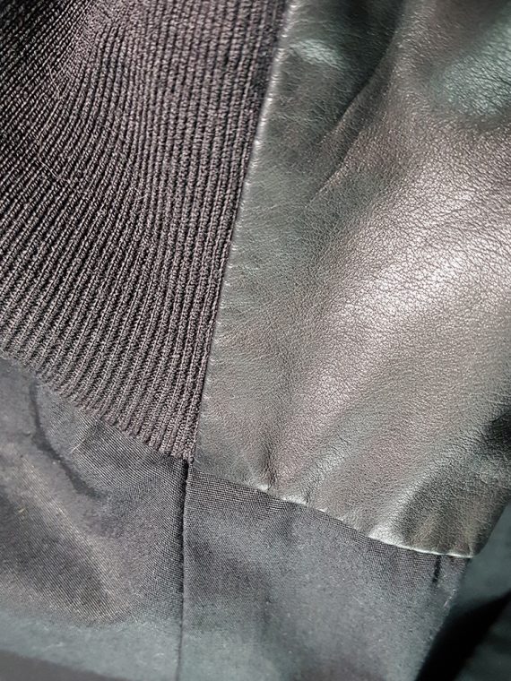 vintage Rick Owens NASKA black gathered coat with leather sleeves runway spring 2012 170357(0)