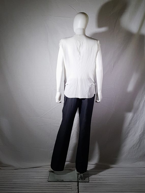 archive Maison Martin Margiela white pinstripe blouse with gathered lapels spring 2004 181235