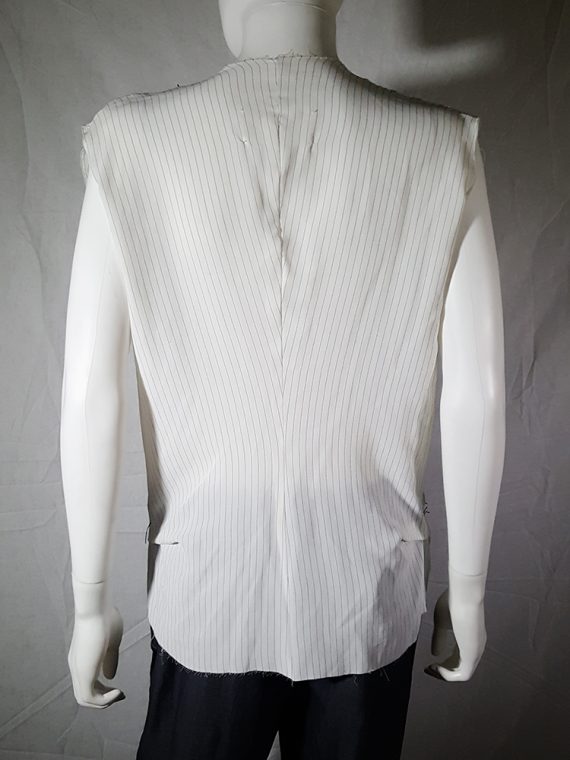 archive Maison Martin Margiela white pinstripe blouse with gathered lapels spring 2004 181302