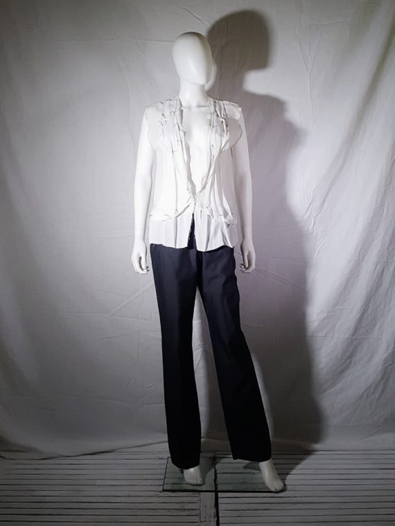 archive Maison Martin Margiela white pinstripe blouse with gathered lapels spring 2004 181409(0)