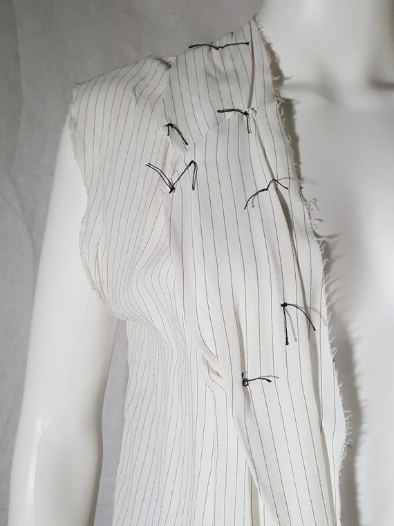 archive Maison Martin Margiela white pinstripe blouse with gathered lapels spring 2004 181431