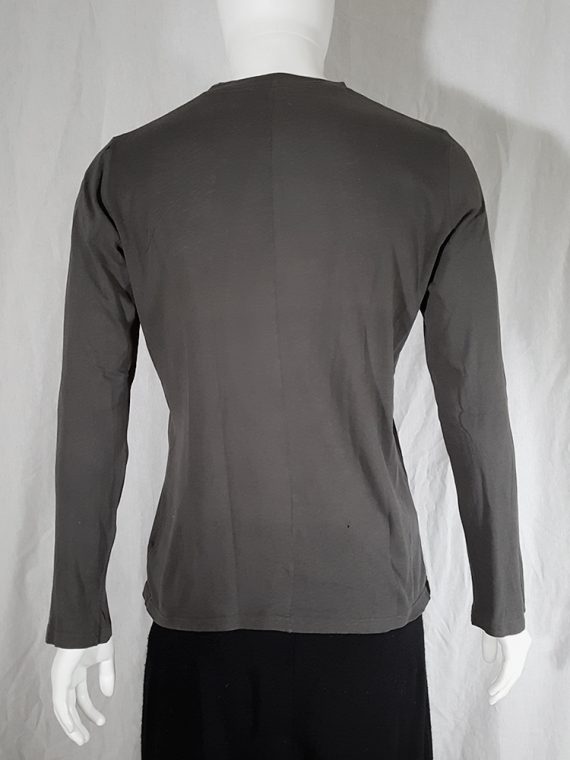 vintage Ann Demeulemeester grey-green longsleeve with front button detail 151957