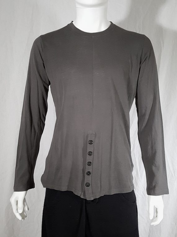 vintage Ann Demeulemeester grey-green longsleeve with front button detail 152026