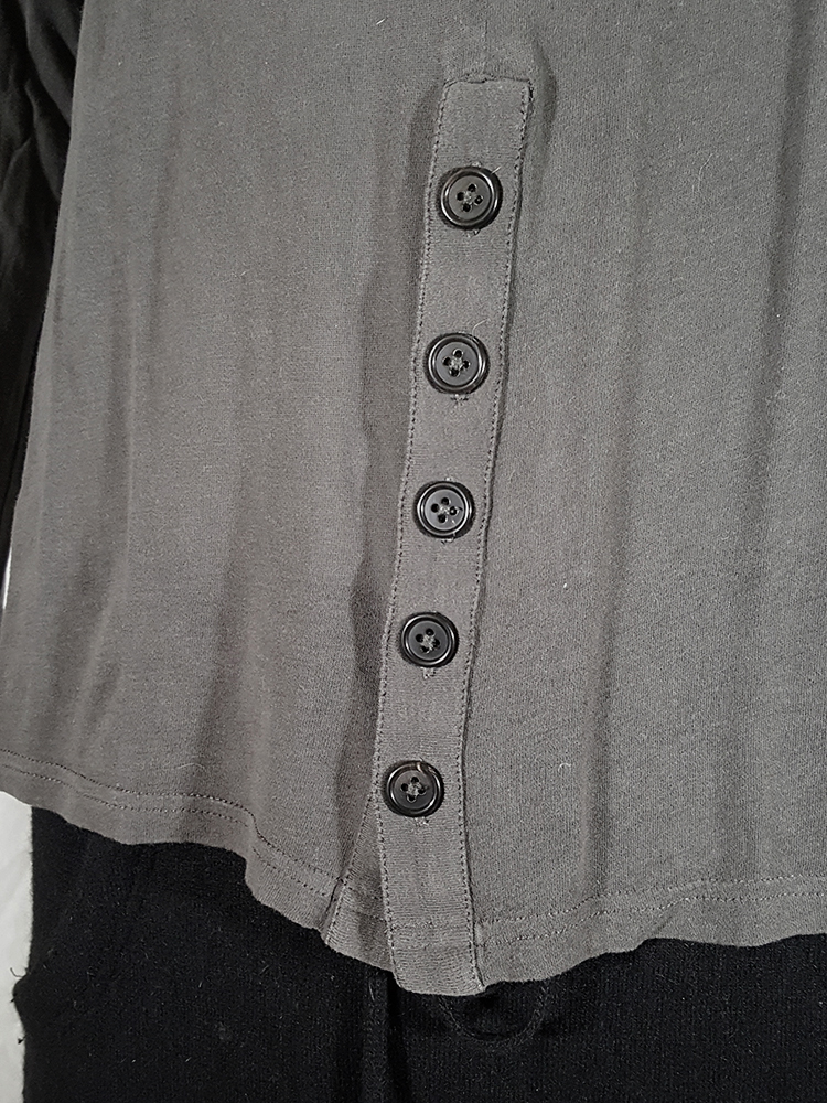 Ann Demeulemeester grey-green longsleeve with front button detail - V A ...