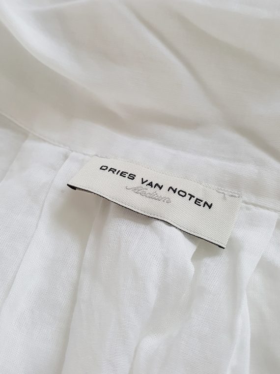 vintage Dries Van Noten white poet blouse with long scarf collar 152329