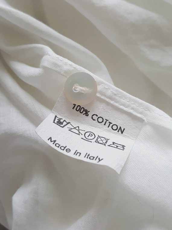 vintage Dries Van Noten white poet blouse with long scarf collar 152351