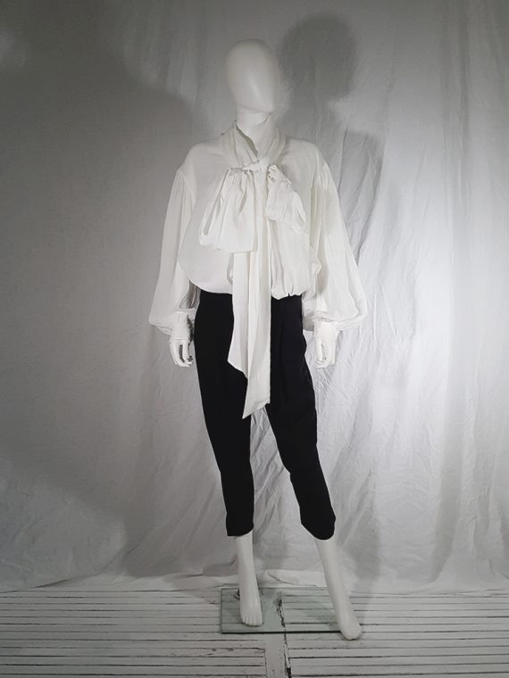 vintage Dries Van Noten white poet blouse with long scarf collar 162417