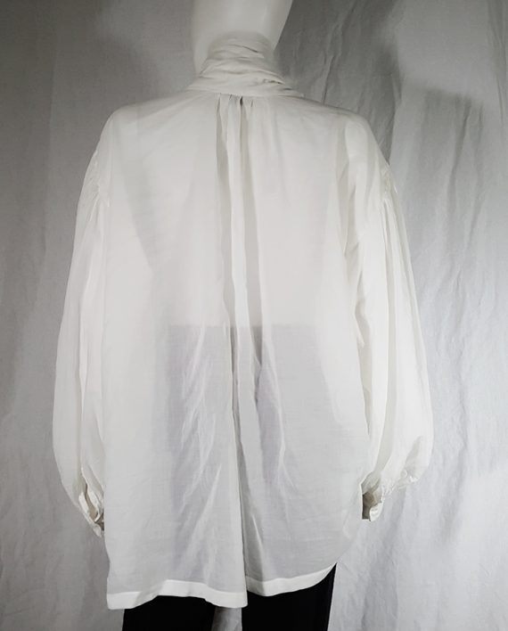 Dries Van Noten white poet blouse with long scarf collar | V A N II T A S