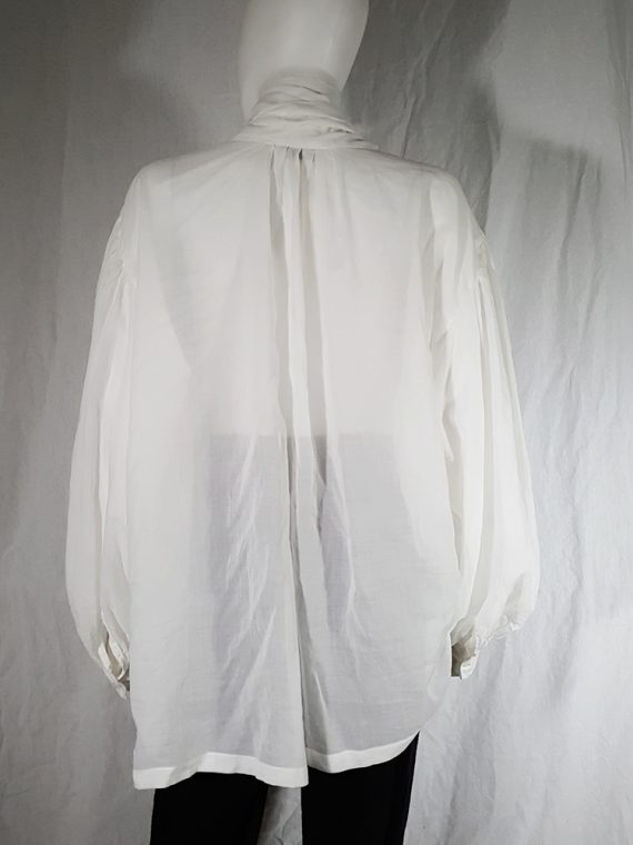 vintage Dries Van Noten white poet blouse with long scarf collar 162617