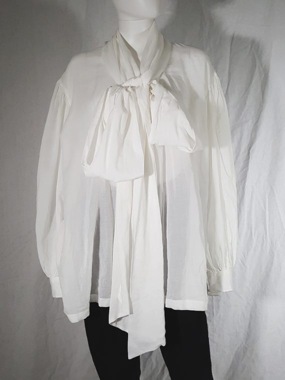 vintage Dries Van Noten white poet blouse with long scarf collar 162641