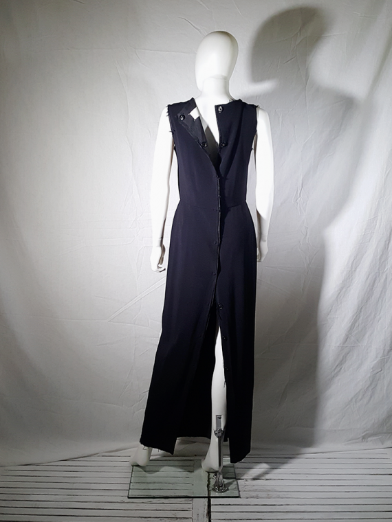 vintage Maison Martin Margiela dark blue maxi dress with press button back spring 1993 173922