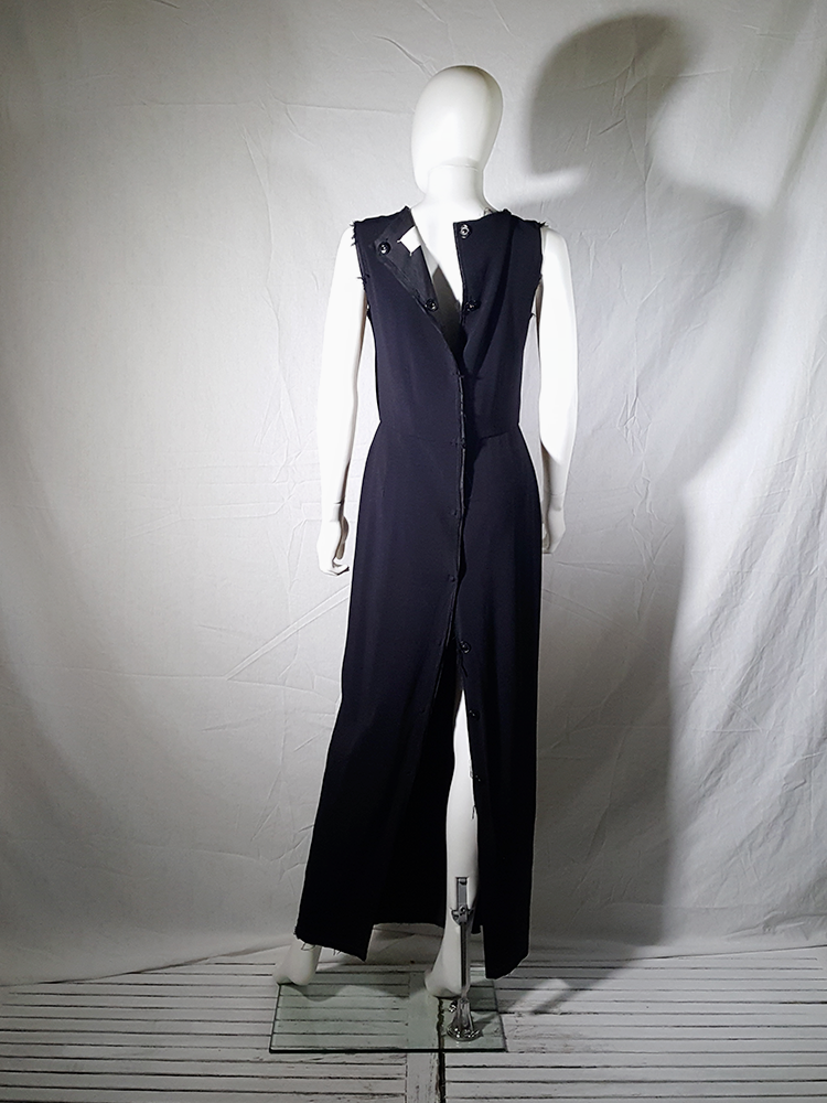 Maison Martin Margiela dark blue maxi dress with press button back — ca ...