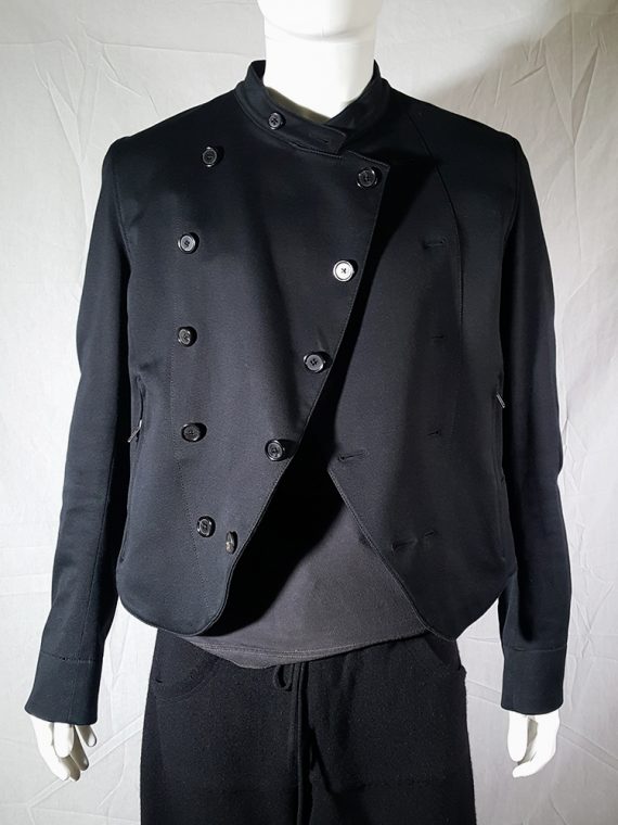 vintage mens Ann Demeulemeester black double breasted military jacket 145512