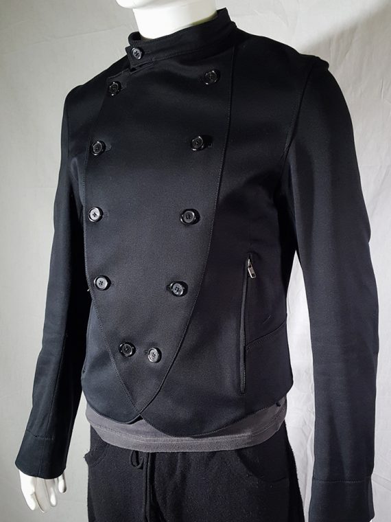 vintage mens Ann Demeulemeester black double breasted military jacket 145754