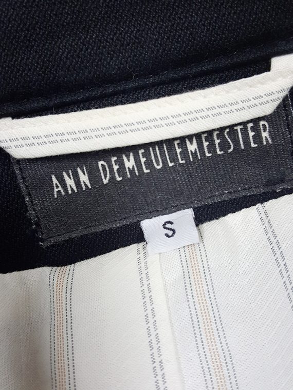 vintage mens Ann Demeulemeester black double breasted military jacket 183655
