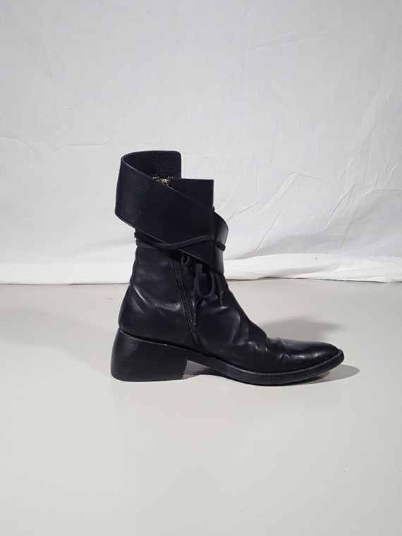 Ann Demeulemeester black pirate boots with curved heel 3028