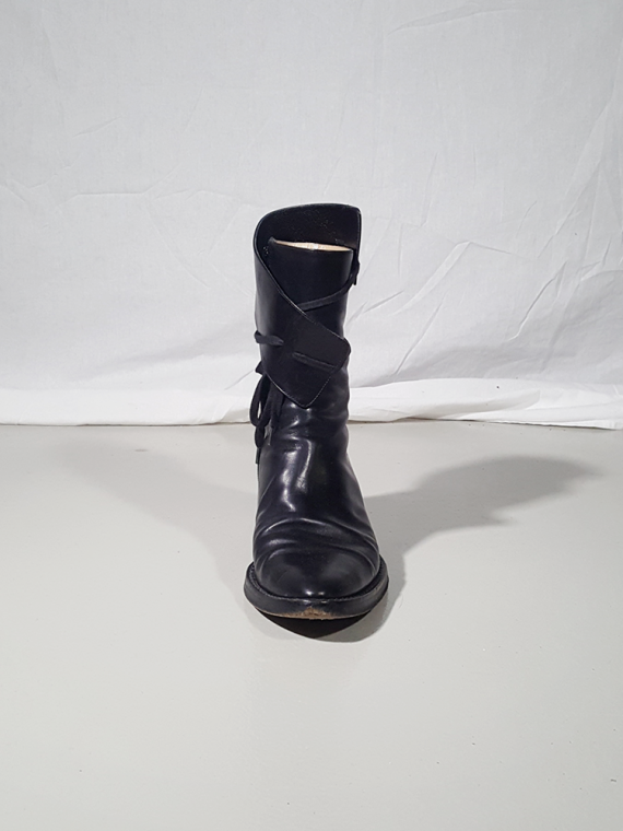 Ann Demeulemeester black pirate boots with curved heel 3100