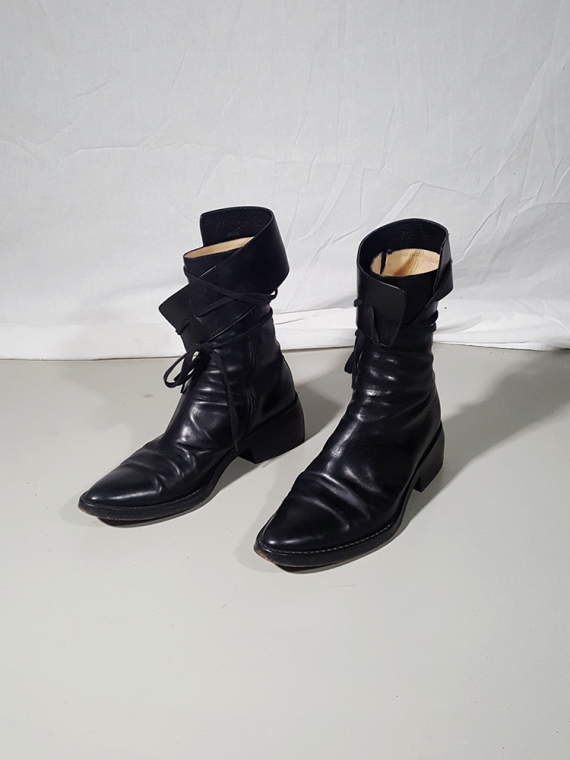 Ann Demeulemeester black pirate boots with curved heel 3849