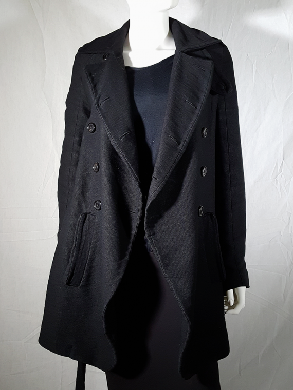 vintage Ann Demeulemeester black double breasted winter coat 161008