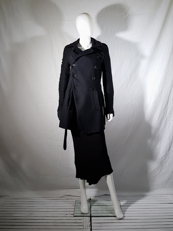 vintage Ann Demeulemeester black double breasted winter coat 161051