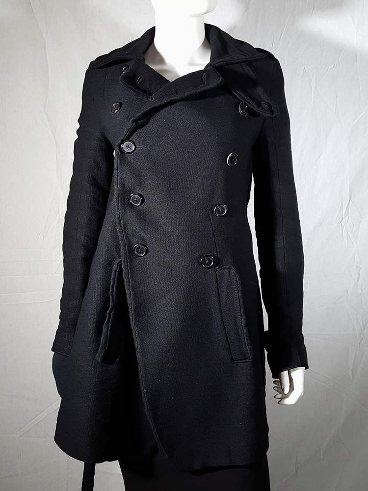 Ann Demeulemeester black double breasted winter coat - V A N II T A S
