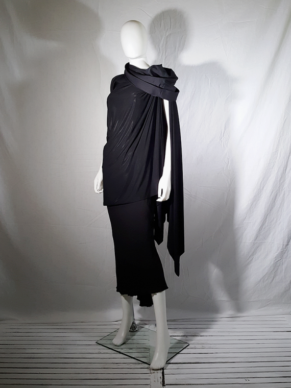 vintage Rick Owens VICIOUS black asymmetric draped top with hood spring 2014 171716