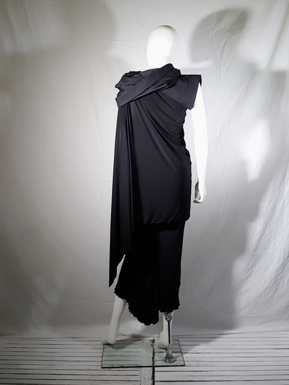 vintage Rick Owens VICIOUS black asymmetric draped top with hood spring 2014 171803