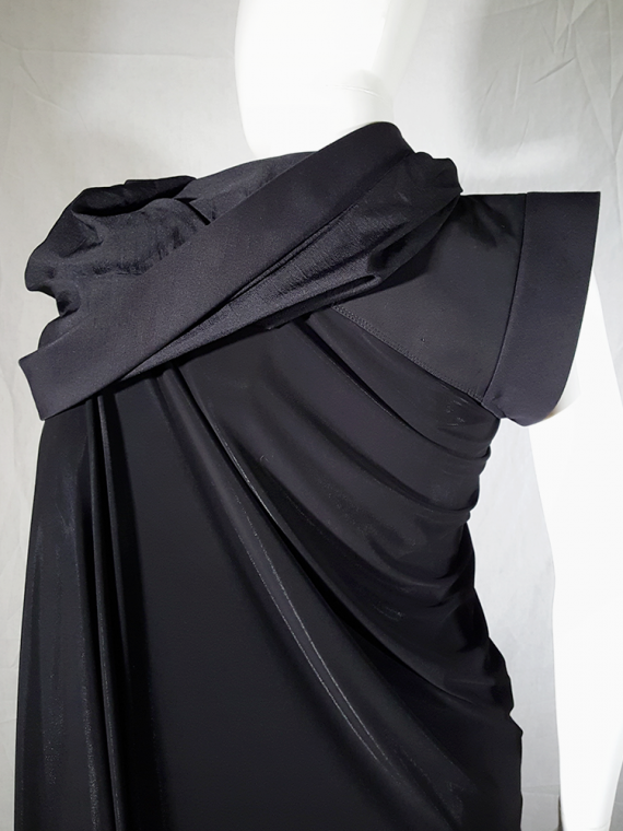 vintage Rick Owens VICIOUS black asymmetric draped top with hood spring 2014 171822