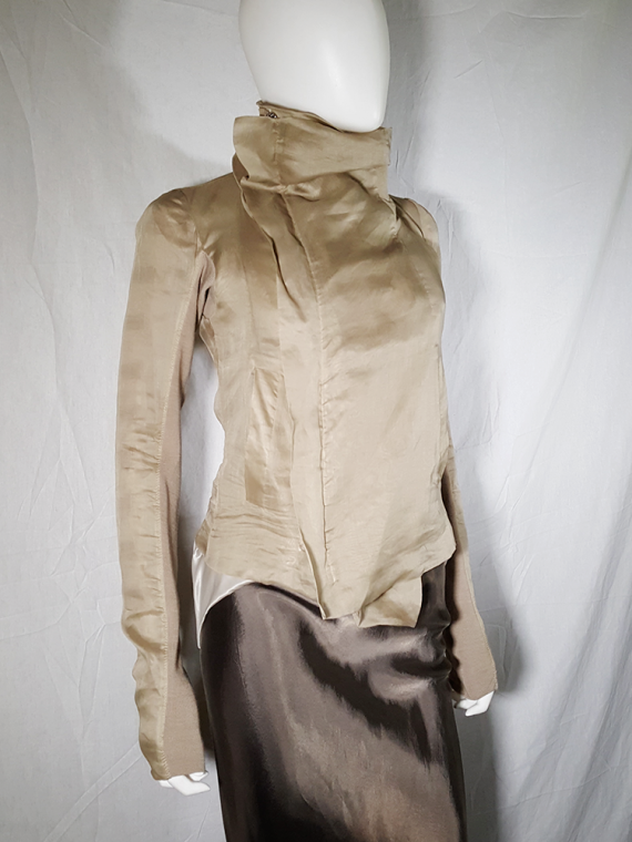 vintage Rick Owens beige classic biker jacket with paneled sleeve detail 144620(0)