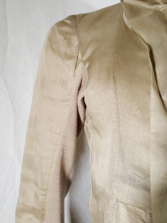 vintage Rick Owens beige classic biker jacket with paneled sleeve detail 144648