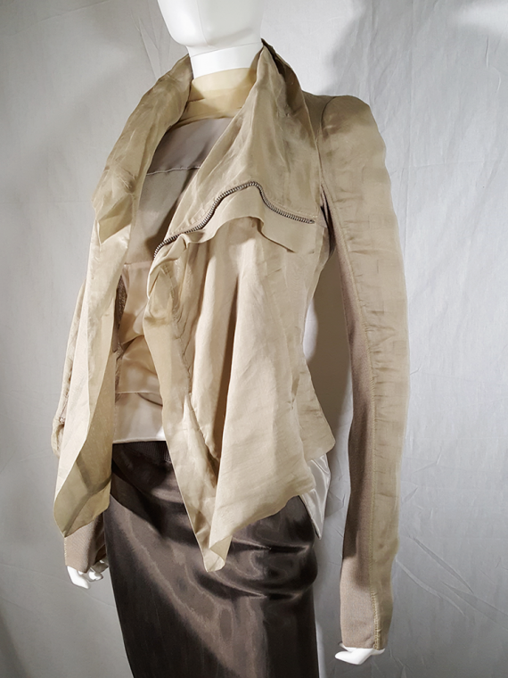 vintage Rick Owens beige classic biker jacket with paneled sleeve detail 144808