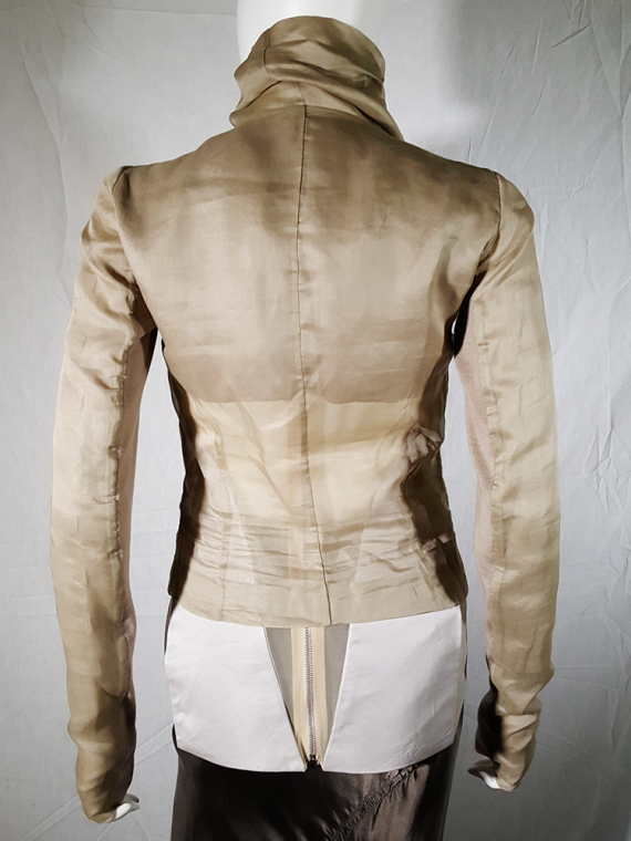 vintage Rick Owens beige classic biker jacket with paneled sleeve detail 144948