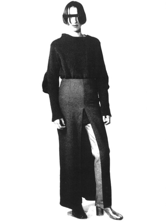 Maison Martin Margiela grey front slit skirt — fall 1999