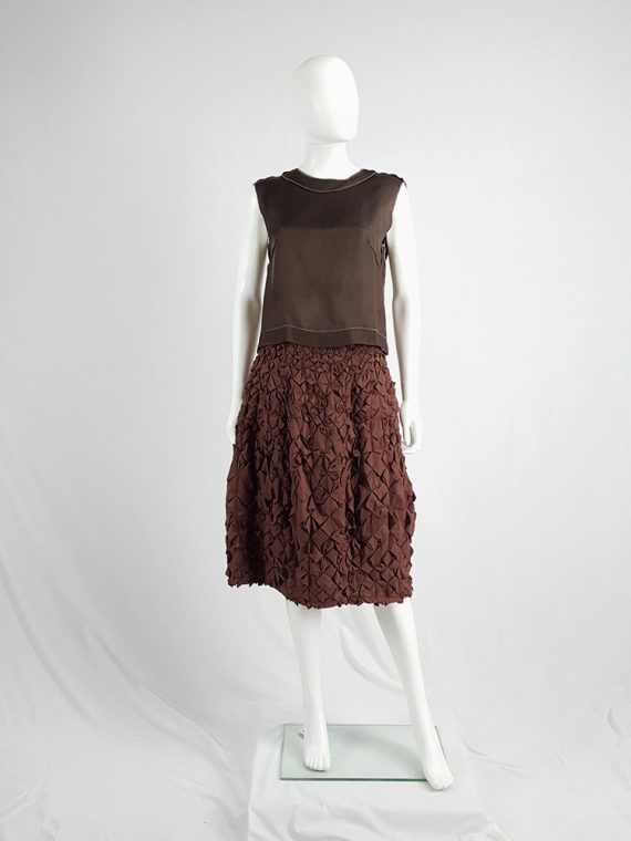 vintage Issey Miyake brown skirt with origami flowers 124935