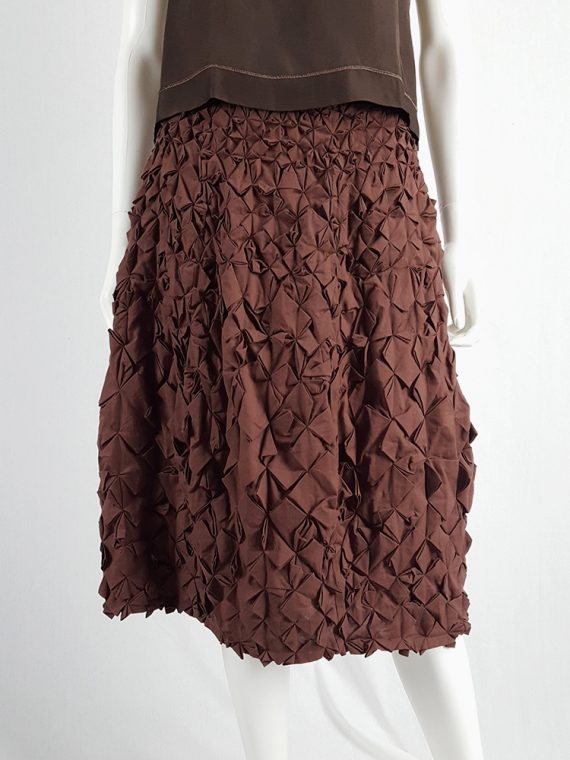 vintage Issey Miyake brown skirt with origami flowers 125011
